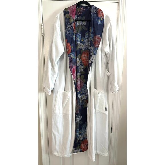 SCHLOSSBERG Floral Reversible Robe Dressing Gown Luxury Linens - Sz Medium - Picture 6 of 6